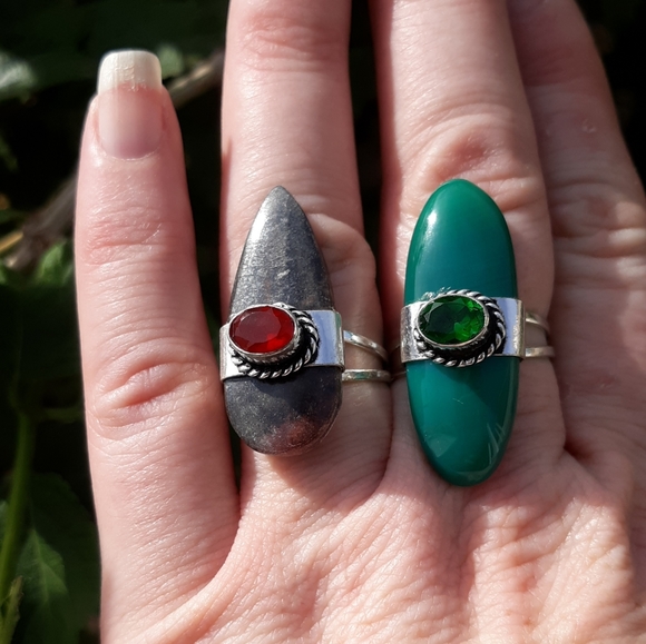 ***Bundle Sale*** New 2 Ring Jasper, Garnet, Agate Silver Rings. - Picture 6 of 8